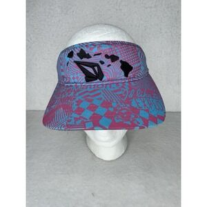 Volcom DaKine Hawaii Neon Pink Blue Trippy Geometric Adjustable Surf Visor